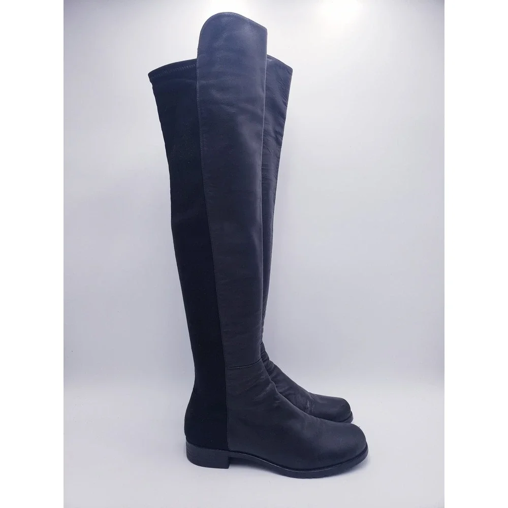 Stuart Weitzman 5050 Over the Knee Boots Black Leather Size 9.5